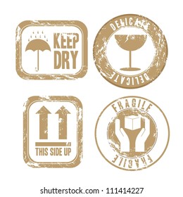 illustration of grunge seals for packaging isolated on beige background, vector illustration