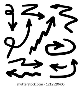 Illustration of Grunge Sketch Handmade Marker Doodle Vector Arrow Set