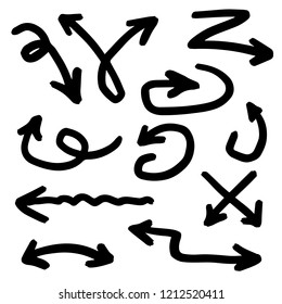 Illustration of Grunge Sketch Handmade Marker Doodle Vector Arrow Set