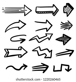 Illustration of Grunge Sketch Handmade Marker Doodle Vector Arrow Set