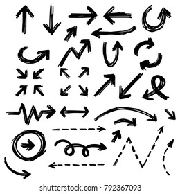 Illustration of Grunge Sketch Handmade Marker Doodle Vector Arrow Set