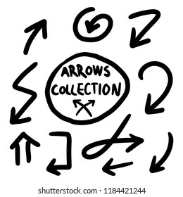 Illustration of Grunge Sketch Handmade Watercolor Doodle Vector Arrow Set Collection