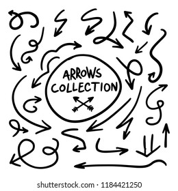 Illustration of Grunge Sketch Handmade Watercolor Doodle Vector Arrow Set Collection