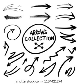 Illustration of Grunge Sketch Handmade Watercolor Doodle Vector Arrow Set Collection