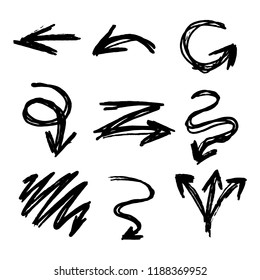 Illustration of Grunge Sketch Handmade Watercolor Doodle Vector Arrow Set
