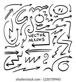 Illustration of Grunge Sketch Handmade Watercolor Doodle Vector Arrow Set