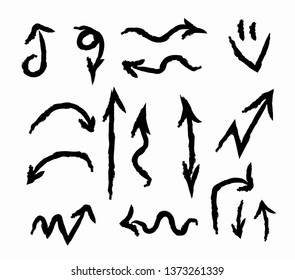 Illustration of Grunge Sketch Handmade Watercolor Doodle Vector Arrow Set Collection