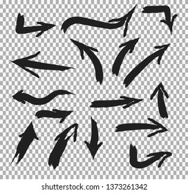 Illustration of Grunge Sketch Handmade Watercolor Doodle Vector Arrow Set Collection