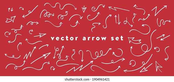 Illustration of Grunge Sketch Handmade Watercolor Doodle Vector Arrow Set