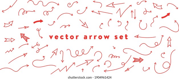 Illustration of Grunge Sketch Handmade Watercolor Doodle Vector Arrow Set