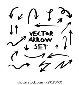 Ilustración del conjunto de flechas del vector de doodle de color de agua hecho a mano de un bosquejo ondulado