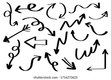 Illustration of Grunge Sketch Handmade.Vector Arrow Set.