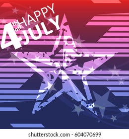 illustration of grungy abstract American Flag for Independence Day with star