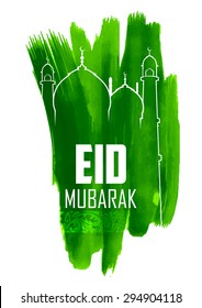 illustration of Grungy Eid Mubarak (Happy Eid) Background with mosque