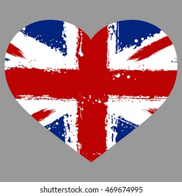 Illustration of a grungy heart with the Union Jack
 svg
