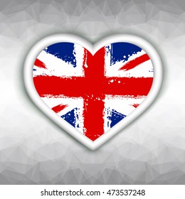 Illustration of a grungy heart with the Union Jack