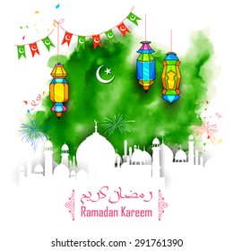 illustration of Grungy Ramadan Kareem (Generous Ramadan) Background with mosque