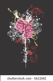Illustration of grungy roses