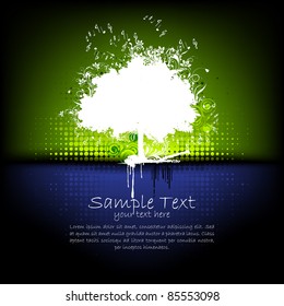 illustration of grungy tree with abstract background