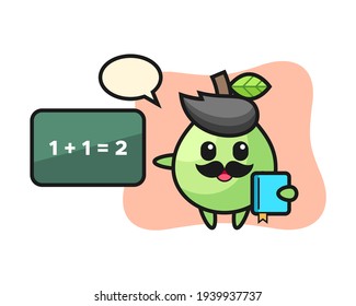 Illustration of guava character as a teacher