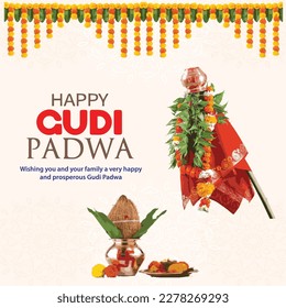 illustration of Gudi Padwa, celebration of India. of Gudhi Padwa spring festival for traditional New Year for Marathi and Konkani Hindus celebrated