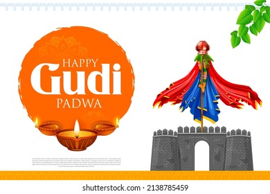 illustration of Gudi Padwa Lunar New Year celebration in Maharashtra of India