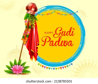 illustration of Gudi Padwa Lunar New Year celebration in Maharashtra of India