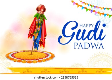 illustration of Gudi Padwa Lunar New Year celebration in Maharashtra of India