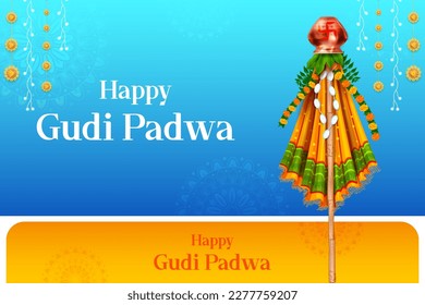 illustration of Gudi Padwa Lunar New Year celebration in Maharashtra of India