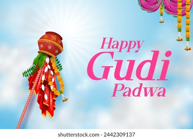 illustration of Gudi Padwa Lunar New Year celebration in Maharashtra of India