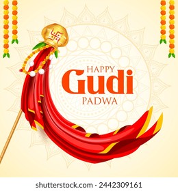 illustration of Gudi Padwa Lunar New Year celebration in Maharashtra of India