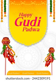 illustration of Gudi Padwa Lunar New Year celebration in Maharashtra of India