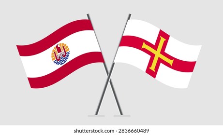 Illustration of Guernsey and French Polynesia flags crossed.