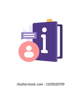 Illustration Of Guide Book Or Manual Book Icon. Concept User Guide And Instructions For Use. Information On The Use Of Software, Websites, Applications. Flat Cartoon Style. Vector Design. Ui