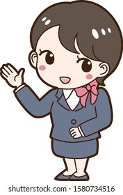 
Illustration guided by a cute woman with a shortcut
