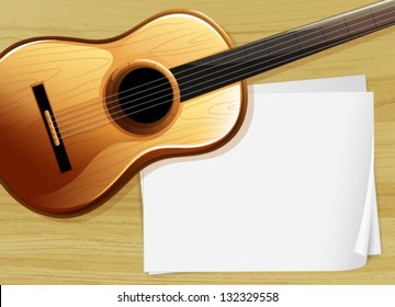 Illustration of a guitar with an empty bondpaper