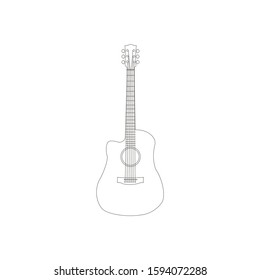 Illustration guitar line art mono logo design vector