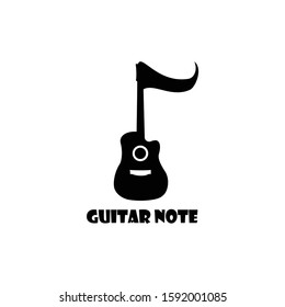 Illustration guitar music note sign logo vector design