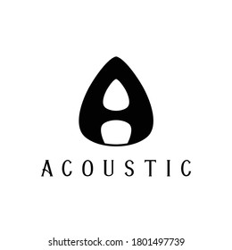 Illustration guitar pick on letter A for acoustic music logo design vector 