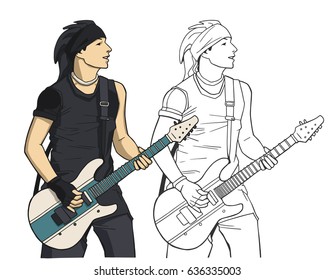 Illustration of guitar player performing