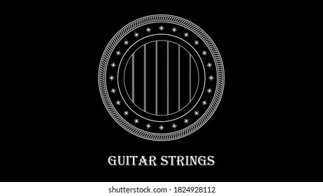 Illustration von Gitarren-Saiten auf schwarzem Hintergrund