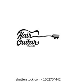 Illustration of a guitar that is made beautiful with its edges like a salon comb logo design abstract