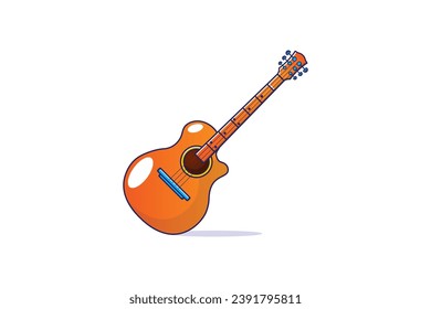 Illustration of a Guitar vector design orange background.