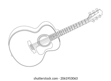 Illustration of a guitar vector line art. 100% transparent, Ideal for printing 