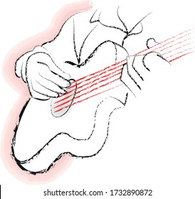 Illustration of a guitarist playing uitar