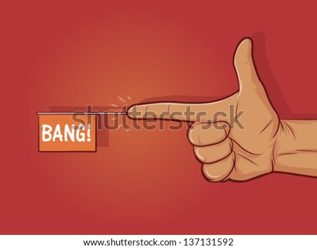 Illustration Gun Hand Gesture Bang Flag Finger Stock Vector (Royalty ...