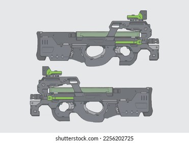Ilustración pistola P 90 vector Isolación ilustración de material