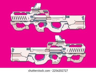 Ilustración pistola P 90 vector Isolación ilustración de material