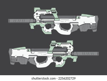 Illustration gun P 90 vector Isolated stock illustration