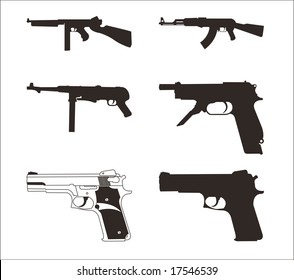 Illustration Guns On White Background Stock Vector (Royalty Free ...